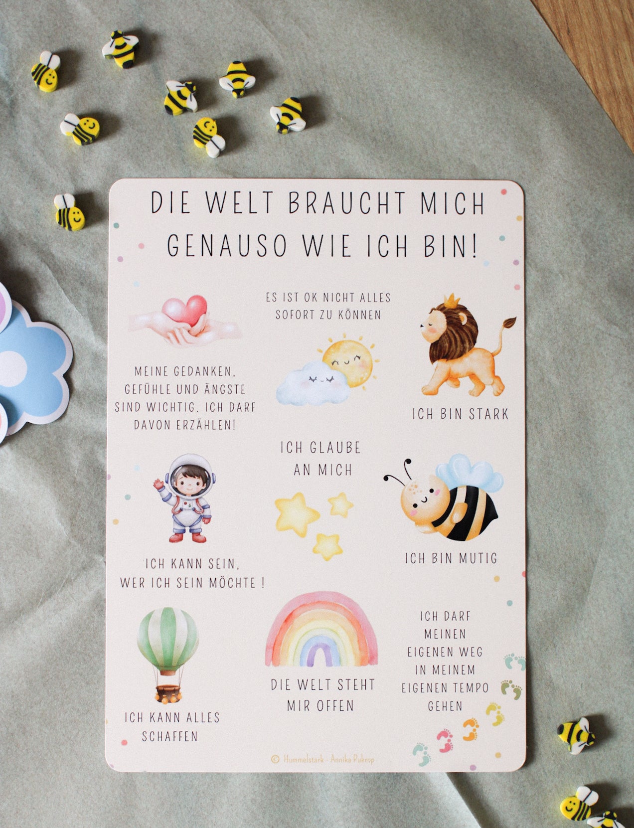 Karte mit Affirmationen